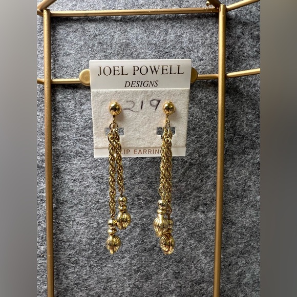 Vintage Joel Powell Designs Clip Earrings Gold - Picture 1 of 8